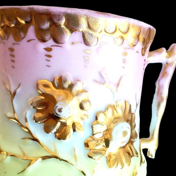 Antique Shaving Mug Victorian Porcelain Scuttle Cup - Picture 8 of 10